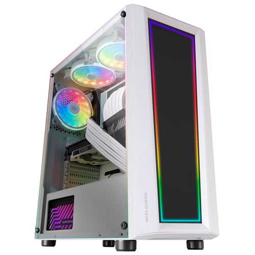 Mars Gaming MC-ART, Caja PC Gaming ATX, Doble Cristal Templado Dibujable, ARGB 12 Modos, Dibujos Artísticos sin Límites, Ventilador FRGB 12cm, Semitorre PC Negro o Blanco