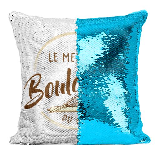 Fabulous Coussin avec Housse Sequin - Paillettes Turquoise Le Meilleur Boulanger du Monde [40 x 40 cm]