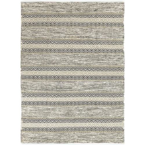 Tapis Terra - 160 x 230 cm - Bande ethno blanc et sable