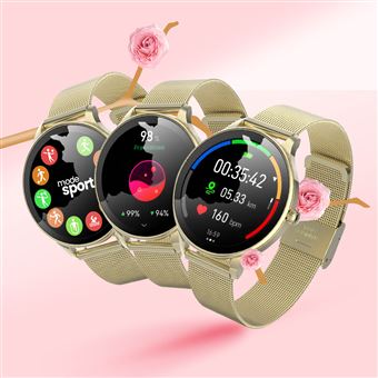 Montre Connectée Femme avec Bracelet en maille Élégante inoxydable