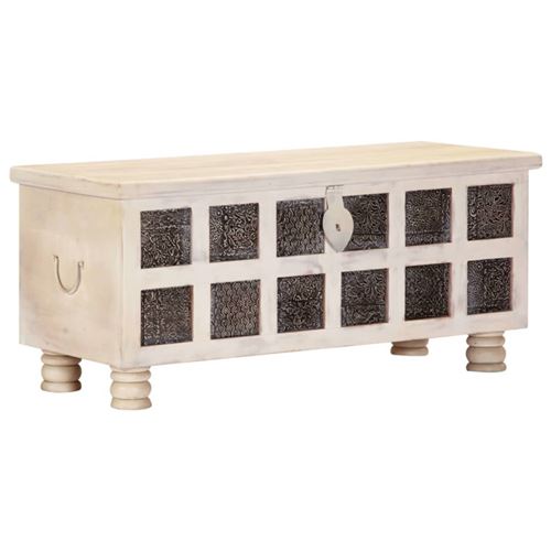 vidaXL Opbergkist 110x40x45 cm massief acaciahout wit247670