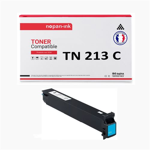 TONER TN 213 TN 213 Cyan x 1 Compatible pour KONICA MINOLTA-NOPAN-INK Bizhub C200, C203 Bizhub C253, C353, C353P NEC Vivid Office 2020 PITNEY BOWES CM 2522 INEO 353, 353P, 355, Plus 353, 353P, 355