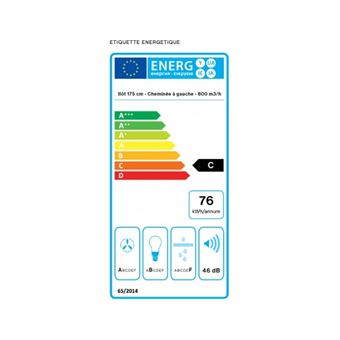 Hotte îlot FALMEC LUMENRS2732, 175cm, cheminee gauche, Technologie NRS, Commandes Electroniques retro-eclairees, Finition inox, moteur 4 vitesses, Debit d''air boost = 610m3/h, Puissance acoustique max = 46dB. Eclairage LED. Classe energetique : B