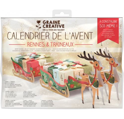 GRAINE CREATIVE Calendrier De L Avent Diy Traineau De No&euml;l 15 X 55 Cm