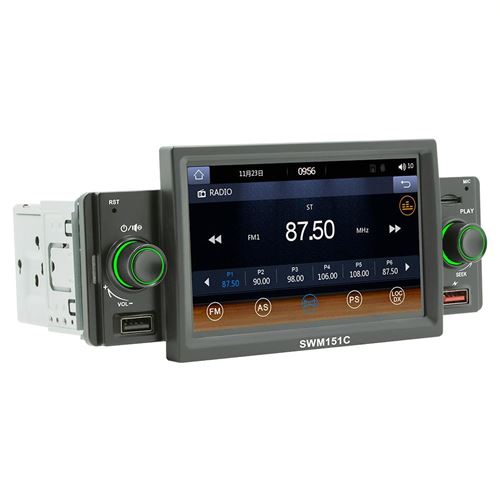 Autoradio 5 Pouces Bluetooth CarPlay Android Auto Réversible USB FM Couleurs YONIS