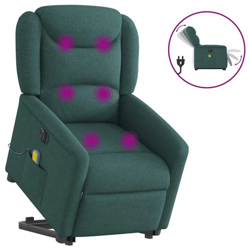 Non Communiqué Vert Vidaxl Fauteuil De Relaxation, Massage, Inclinable Électrique Réglable Tissu Foncé