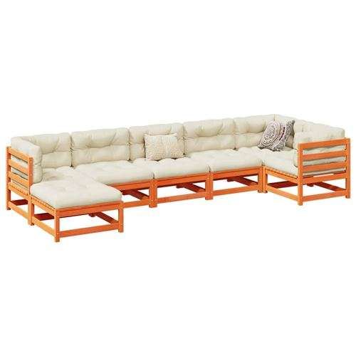 Non Communiqué Marron Salon De Jardin Modulable Vidaxl Bois Massif 7 Pieces 70 X 70 X 67 Cm