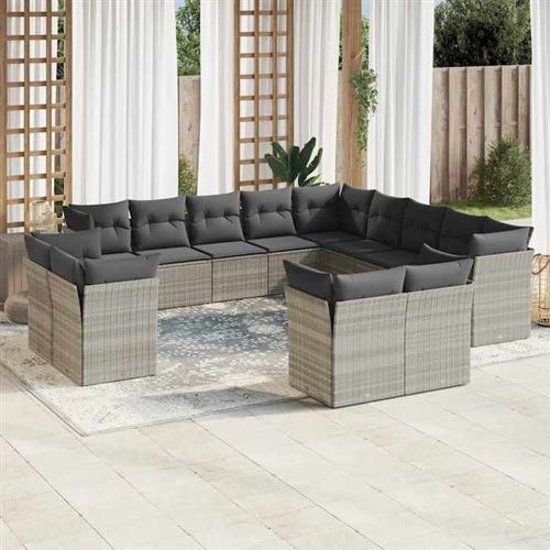 Non Communiqué Gris Vidaxl Salon De Jardin Avec Coussins 11 Pcs, Canapés De Terrasse, Ensemble De Meubles De Patio, Mobilier D'extérieur, Beige 3259588