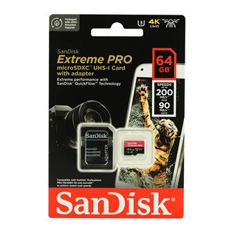 Carte Mémoire SanDisk Extreme Pro microSDXC 64Go Class 10 UHS-I U3