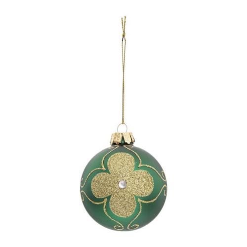 Non Communiqué Vert Atmosphera Créateur D'intérieur - Boule De Noël Maxi Fleur "Soir" 8Cm & Or