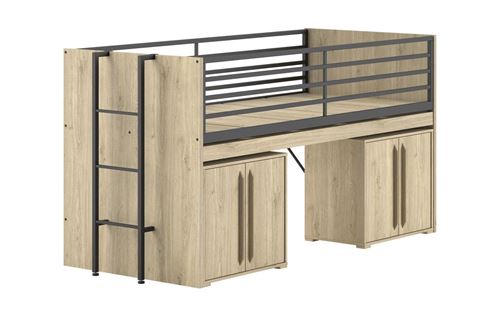 Lit mi-haut 90x200 sam nat-noir