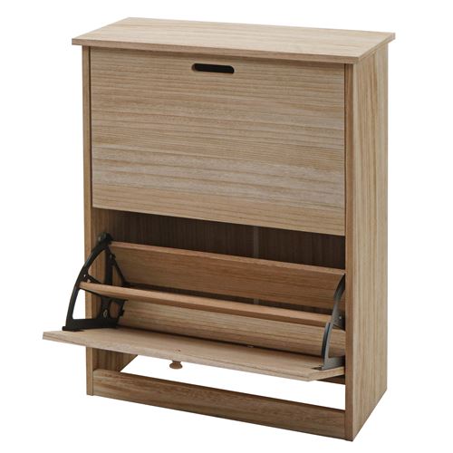 Mendler - Meuble à chaussures - HWC-K45 - Bois de Paulownia - Brun Naturel - 81x60x25cm - Image 3