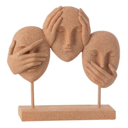 Generique Orange Statuette 3 Visages Sur Socle "Morris" 30Cm Terracotta - Image 2