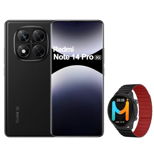 Smartphone Xiaomi Redmi Note 14 Pro 6,67 5G Double Nano SIM 512 Go Noir minuit Avec Montre Connectée Smart Watch