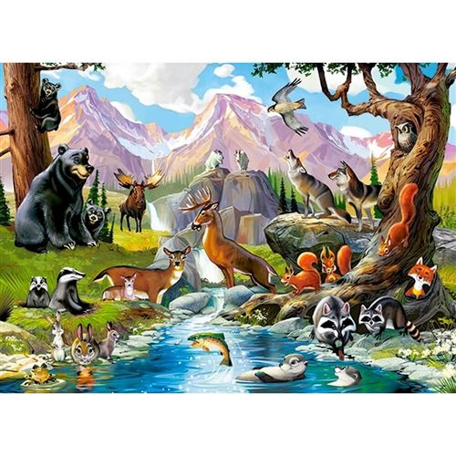  Puzzle 70 pi&egrave;ces : Animaux de la for&ecirc;t Castorland 