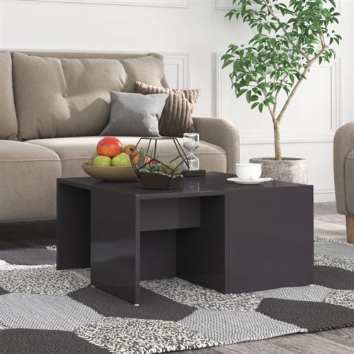 Vidaxl Gris Tables Basses 4 Pcs Brillant 33X33x33 Cm Bois D'ingénierie - Image 3