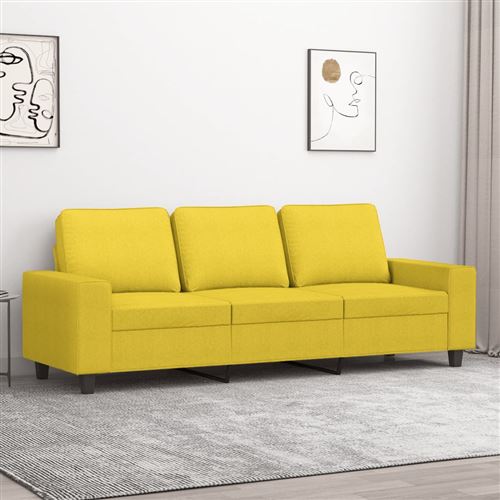 VIDAXL - Canapé 3 places - 180 cm - Jaune clair - Image 2