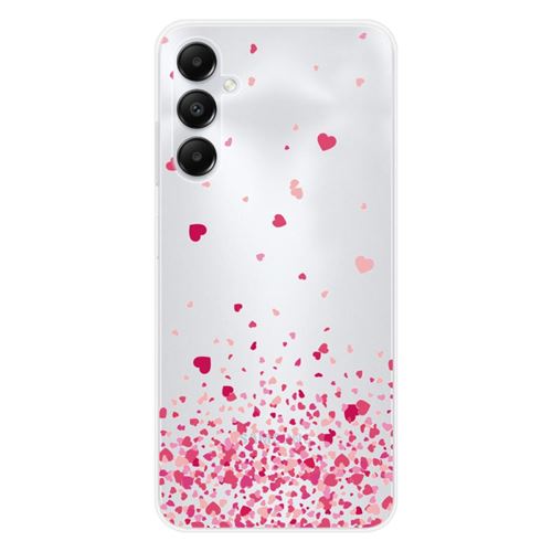 Coque en silicone imprimée compatible Samsung Galaxy A05S Confettis de Coeurs Rose