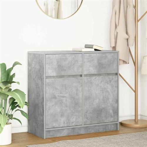 Vidaxl Gris Buffet Avec Tiroir Béton 80X34x76 Cm - Image 3