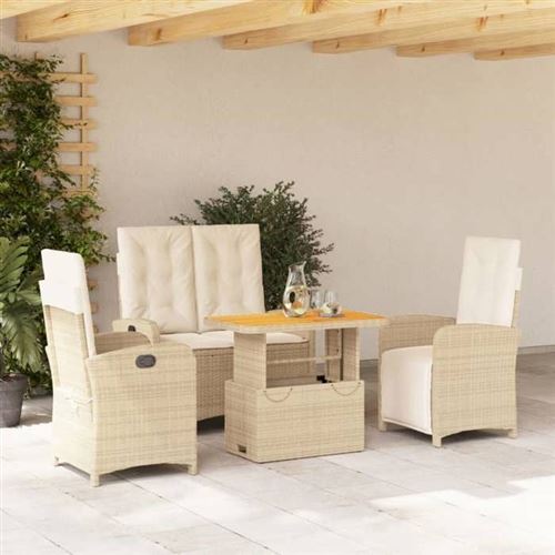 VIDAXL - Salon de jardin - 4 pièces - Beige - Image 2
