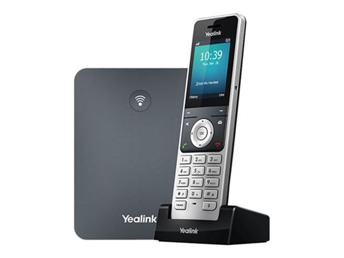Yealink W76P - Téléphone sans fil/téléphone VoIP avec ID d appelant - 1900 MHz - DECT - (conférence) à trois capacité d appel - SIP, SIP v2, RTCP-XR, VQ-RTCPXR - 10 lignes - gris classique, argent albâtre