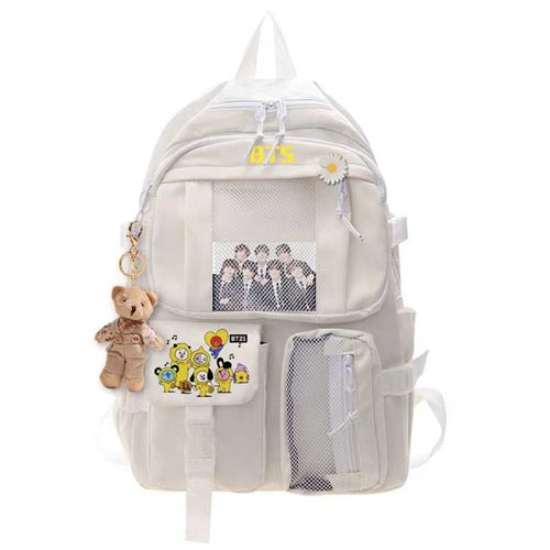 Sac à Dos BTS bangtan Boys pour Garçon et Filles (SD3450) 32*13*45 cm Blanc