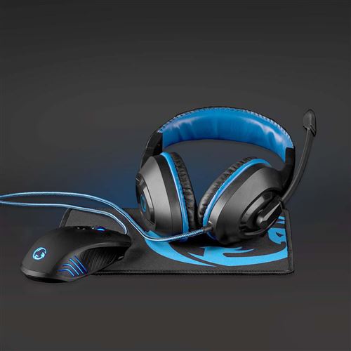 Kit de jeu combin&eacute; 3-en-1 casque, souris et tapis de souris GCK31100BK