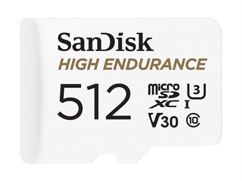 SanDisk High Endurance - Carte mémoire flash (adaptateur microSDXC vers SD inclus(e)) - 512 Go - Video Class V30 / UHS-I U3 / Class10 - microSDXC UHS-I