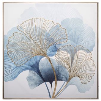 Toile imprimée Ginko encadrée 58x58 Atmosphera - Bleu orage - 1