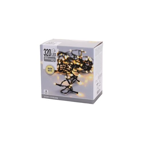 Guirlande scintillante EDM - esprit de Noël - lumière blanche chaude - 320 ampoules LED - 32 m - 72089