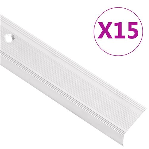Nez de marche forme en l 15 pcs aluminium 100 cm argenté Vidaxl