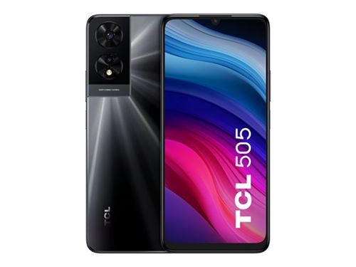 TCL 505 - 4G smartphone - double SIM - RAM 6 Go / Mémoire interne 256 Go - microSD slot - 6.75 - 1600 x 720 pixels (90 Hz) - 2x caméras arrière 50 MP, 2 MP - front camera 5 MP - gris sidéral