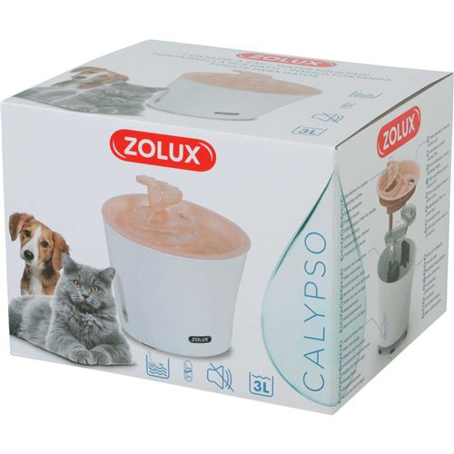 Zolux - Fontaine à eau pour chiens et chats Calypso 3 litres rose