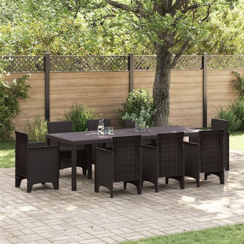 Non Communiqué Marron Table De Jardin 250X100x73 Cm Poly Rattan, Table De Jardin 100X100x73 Cm Poly Rattan, Table De Jardin 150X