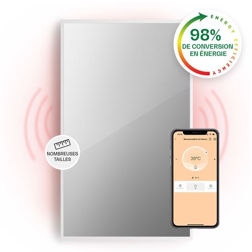Radiateur Infrarouge - Klarstein La Palma 1000 - Miroir Chauffant - 120X60Cm - 1000W - Connecté - Blanc
