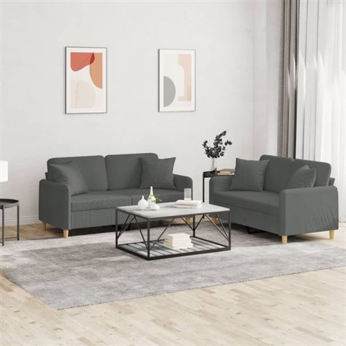vidaXL - Ensemble de canapés 2 pièces - Gris foncé - Image 2