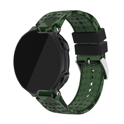 Bracelet en silicone motif imprimé souple pour Garmin Forerunner 220/230/235/620/63 - Noir/Vert