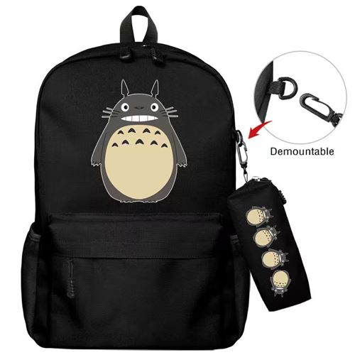 Lot de 2 pièces Sac à Dos, Trousse à crayons Spirited Away pour Garçon et Filles (SD1670) 40*22*45 cm Noir