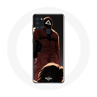 Coque Samsung Galaxy A21S Squid Game Soldat Rouge avec Masque Triangle Maniacase - 1