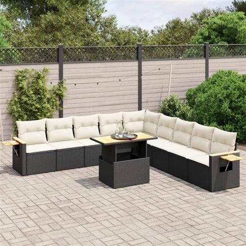 VIDAXL  Salon de jardin 11 pcs - Noir