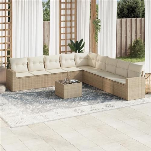 Non Communiqué Beige 9 Personnes Vidaxl Resine Tressee 10 Pieces Salon De Jardin Modulable