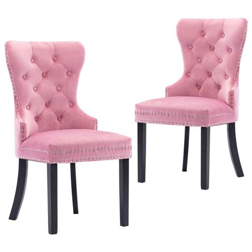 vidaXL Chaises de salle à manger 2 pcs Rose Velours