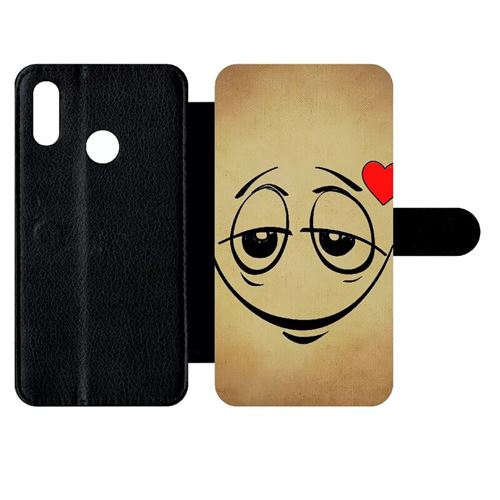 Etui My-Kase pour P smart 2019 - smiley amoureux - Simili-cuir Noir