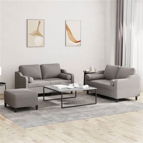 Non Communiqué Taupe Vidaxl 3-Delige Loungeset Met Kussens Stof 3201833