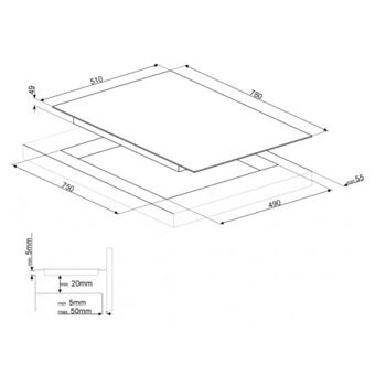 Smeg SI1F7845B - Table de cuisson à induction - 4 plaques de cuisson - Niche - largeur : 75 cm - profondeur : 49 cm - noir - avec avant biseauté - noir