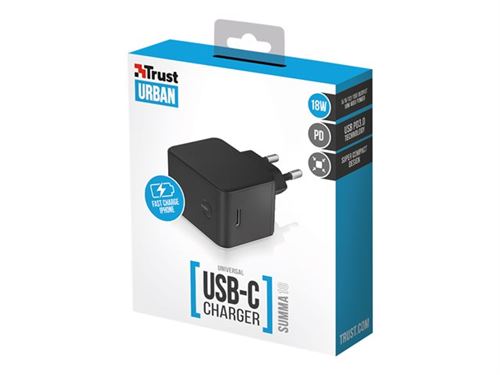 Trust URBAN SUMMA 18 - Adaptateur secteur - 18 Watt - 3 A - PD 3.0 (USB-C)