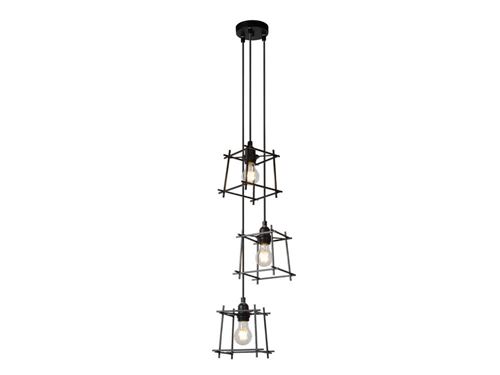 Suspension cascade 3 lumières en métal filaire noir diamètre 26cm EDGAR noir noir
