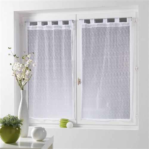 Paire droite passants 2 x 60 x 160 cm voile fine resille 11070 Blanc