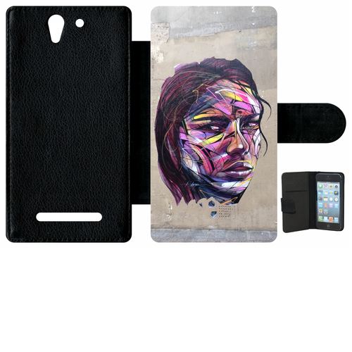 Étui Porte Feuille Sony Xperia C3 Et C3 Dual Art Visage Street