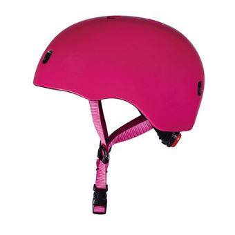 Casque Velo et Trottinette Framboise brillant boucle magnetique lumiere LED Taille M - 1